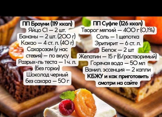 Рецепты низкокалорийных, диетических десертов для похудения
